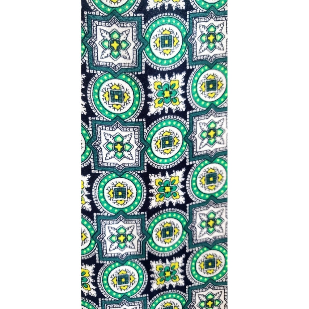 J. Crew Dress A Line Size 0 Emerald/Navy/Yellow/Ivory Geometric Tile Print Lined - Picture 5 of 7